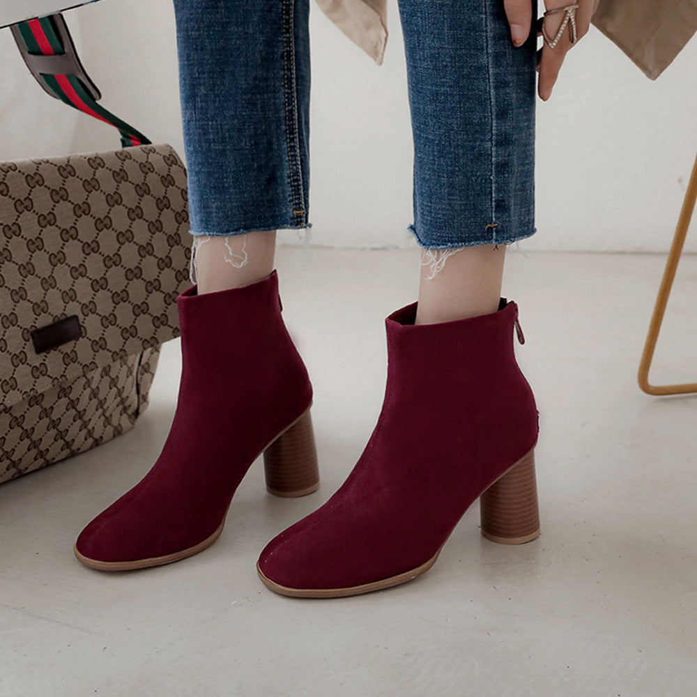 Bottines à Talon Effet Velours