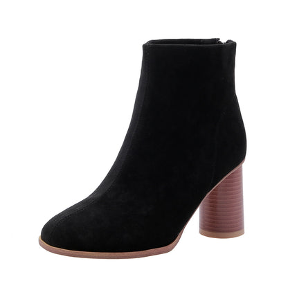 Bottines à Talon Effet Velours