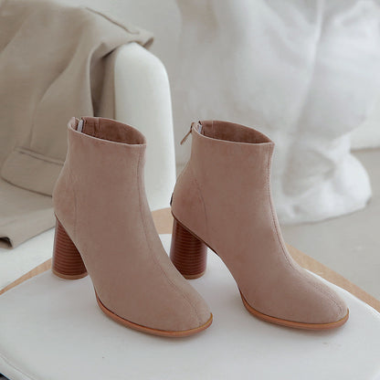 Bottines à Talon Effet Velours