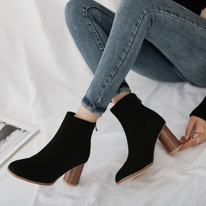 Bottines à Talon Effet Velours