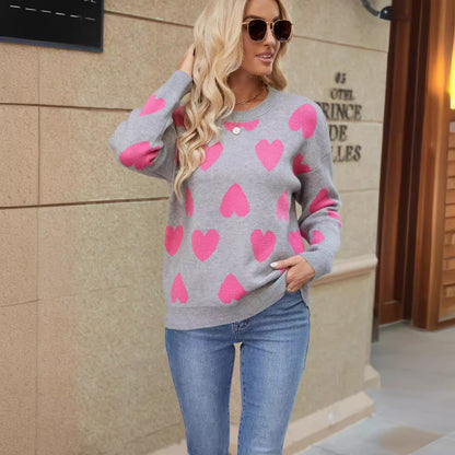 Pull femme chic à cœurs
