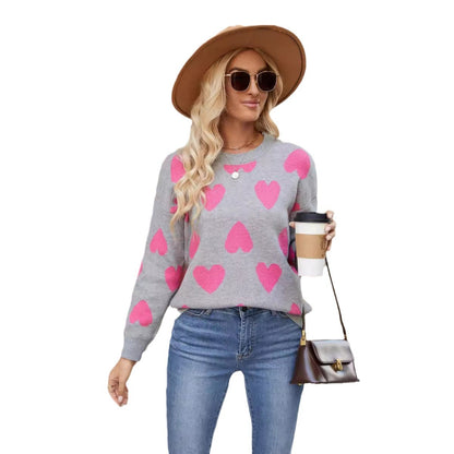 Pull femme chic à cœurs